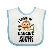Inktastic Monkey I Love Hanging out with My Auntie Boys or Girls Baby Bib