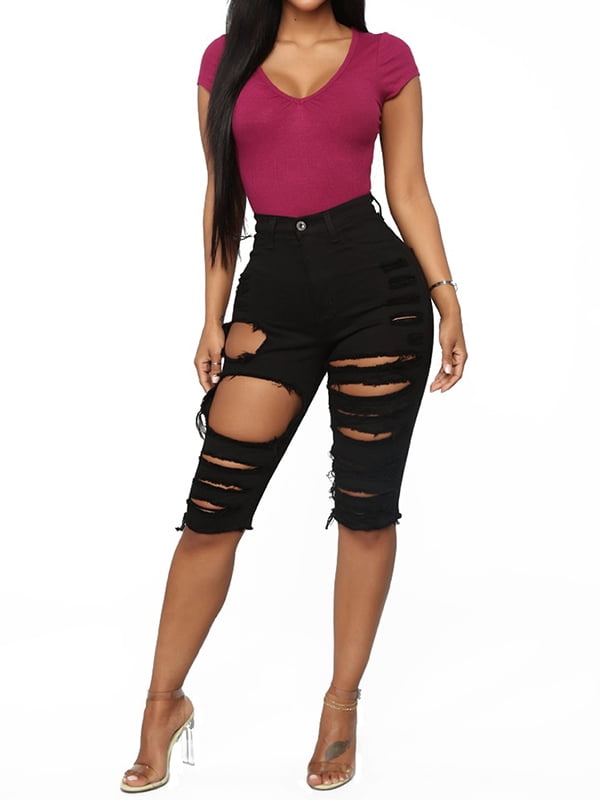 knee high ripped shorts