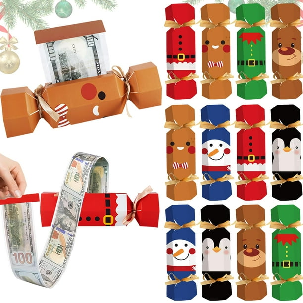 Caja de regalo con forma de sorpresa navideña con forma de dinero, 12 unidades con 120 unidades