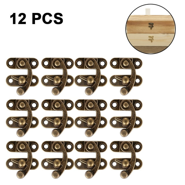 12pcs Jewelry Box Decorative Latch Lock Jewelry Wooden Box Hasp Latch Hook - Right Latch Buckle - Wooden Jewelry Box Right Latch Horn Lock Padlock with Screws