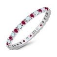 thumbnail image 3 of Stackable Band Wedding Ring Round Full Eternity CZ 925 Sterling Silver Size 12, 3 of 5