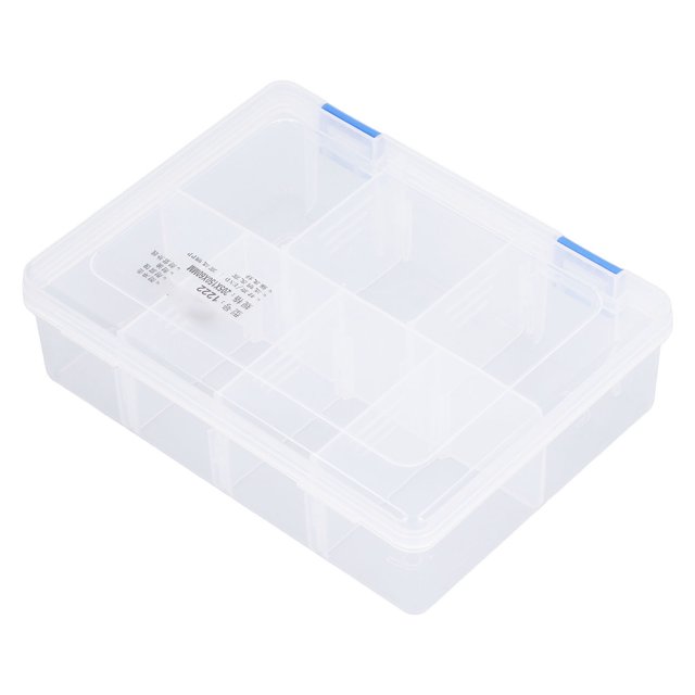 Caja De Almacenamiento, Organizador De Piezas Pequeñas, Multiusos, Transparente, Práctico, 7 Rejillas, Divisor Extraíble Para Tornillos