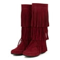 thumbnail image 5 of Refresh Jolin-02 Women Knee High Faux Suede Cascading Fringe Moccasin Boot, 5 of 6