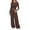 a-Coffee9515, variant on VNKIDY Women Trousers Suit Cozy Solid Color Two Piece Outfit Long Sleeve Asymmetrical Design Slim Tops Wide Leg Pants Homewear Sets For Relaxing Wear Leisure Sets