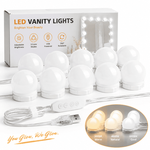 LED Vanity Lights for Mirror,Hollywood Lighted Makeup Mirror Light,Dimmable Light