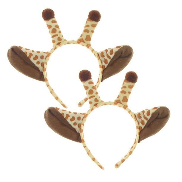 KAKOWELY 2 diademas de jirafa para disfraz de animal, accesorios para el cabello para fiesta de disfraces de cosplay.