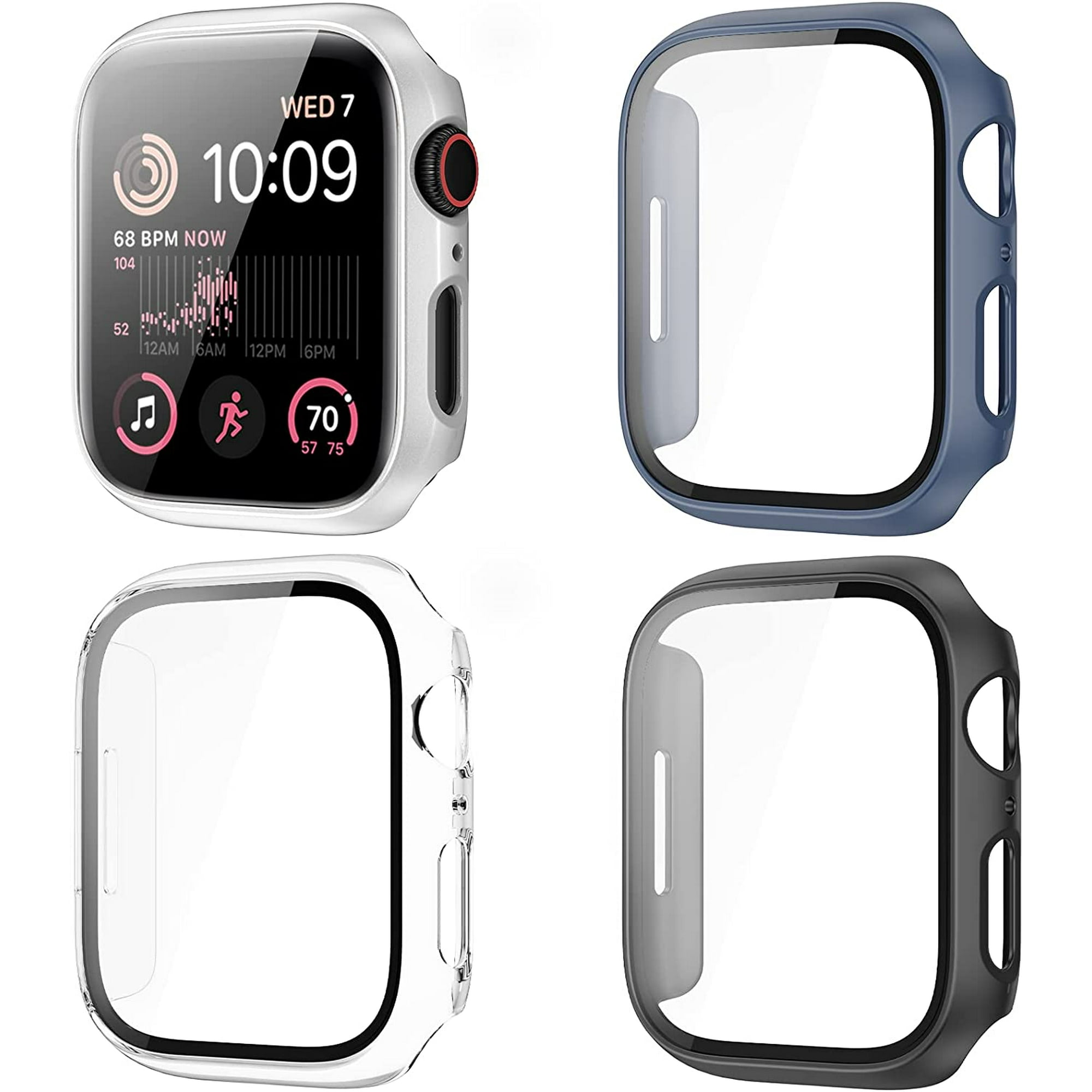 4 Pack for Apple Watch Screen Protector 40mm Case SE 2022 Series 6 5 4 SE with Built in Tempered Glass Film PC Hard Full Cover Bumper Accessories for iWatch SE 2022 6 5 4 SE 40mm Walmart