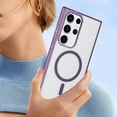 thumbnail image 6 of For Samsung Galaxy S24 Ultra / SM-928 Hard Crystal Back Transparent Edge Camera Protection Magnetic Car Mount Holder Magsafe Wireless Charging Shockproof Hybrid Case Cover Purple, 6 of 6