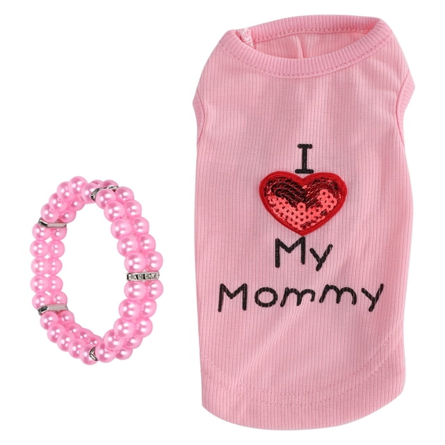 Chaleco de algodón con adorable collar para un estilo transpirable, camiseta rosa suave para cachorros XS
