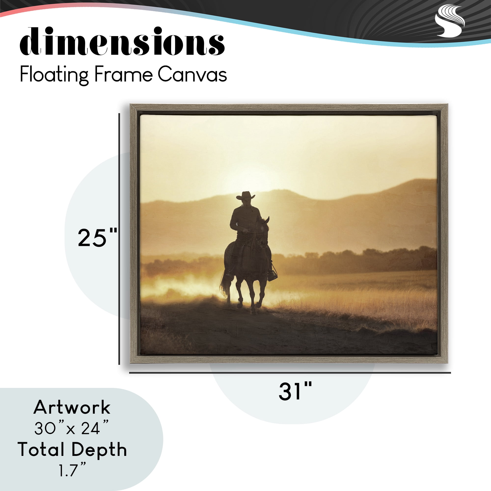 Stupell Industries Cowboy's Ride Home Brown Framed Floater Canvas Wall Art, design by Kim Allen