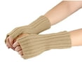 thumbnail image 4 of Ashirexll Winter Gloves Women, Fingerless Gloves for Women, Woolen Fingerless Gloves with Straight Arm Sleeves Knitted Long Cuffs for Ladies, 4 of 6