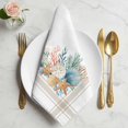 thumbnail image 2 of Coastal Starfish Cloth Napkins, Nautical Shells Coral Eucalyptus Stripes Washable and Reusable Dinner Napkins Set of 6, Table Napkin for Kitchen Party Birthday Wedding Hotel Housewarming 20"x20", 2 of 9