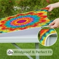 thumbnail image 6 of Colorful Tie Dye Mandala Pattern Square Fitted Tablecloth with Elastic Edge,Square Table Cover,Washable Elastic Table Cover for Home Kitchen Party Decor 36"x36", 6 of 6