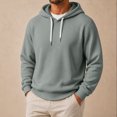 thumbnail image 5 of Ozmmyan Plus Size Mens Waffle Knit Hooded Long Sleeve Relaxed Fit Casual Pullover Hoodie Fall Winter, 5 of 8