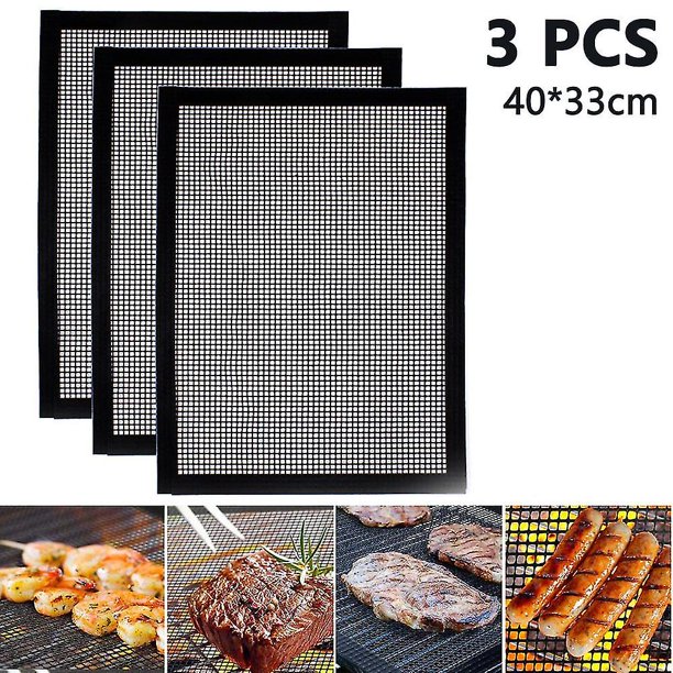 3 alfombrillas para parrilla de barbacoa, parrilla antiadherente y alfombrilla para hornear reutilizables