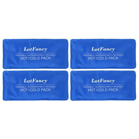 LotFancy  Ice Pack for Injuries, 4 Pcs Reusable Soft Hot Cold Gel Pack for First Aid, 10.5 x 5 Inches