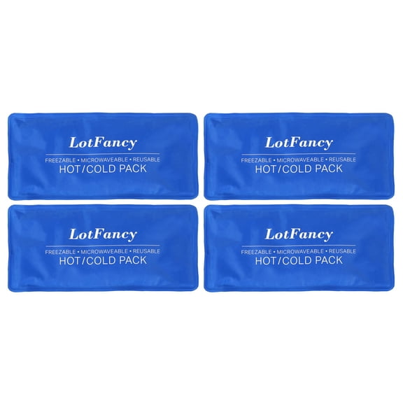 LotFancy  Ice Pack for Injuries, 4 Pcs Reusable Soft Hot Cold Gel Pack for First Aid, 10.5 x 5 Inches