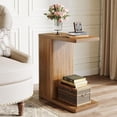 thumbnail image 4 of Tribesigns C-Shaped End Table, 2-Tier Small Sofa Side Table for Couch for Living Room, Brown, 4 of 5
