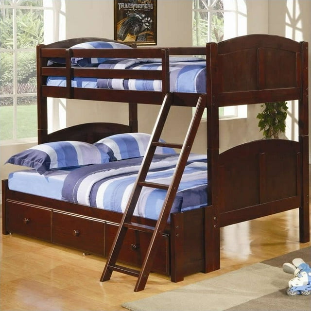 Coaster Parker Simple sur Lit Superposé Complet en Finition Châtaigne