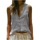 thumbnail image 2 of Karight Womens Cotton Linen Cami Tops Summer Sleeveless Button Down Collared Blouse Casual Loose Work T Shirt with Pockets, 2 of 6
