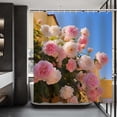thumbnail image 2 of Pink Floral Shower Curtain, Rustic Shower Curtain, Rose Flower Shower Curtain Set Waterproof Bath Curtain Bathroom Decor with 12 Hooks, 72x72 inches (White), 2 of 6