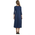 thumbnail image 3 of facefd Robe Femme Col Rond Costume Automne Manches Mi-Automne Grande Robe Évasée Bleu Foncé m, 3 of 6
