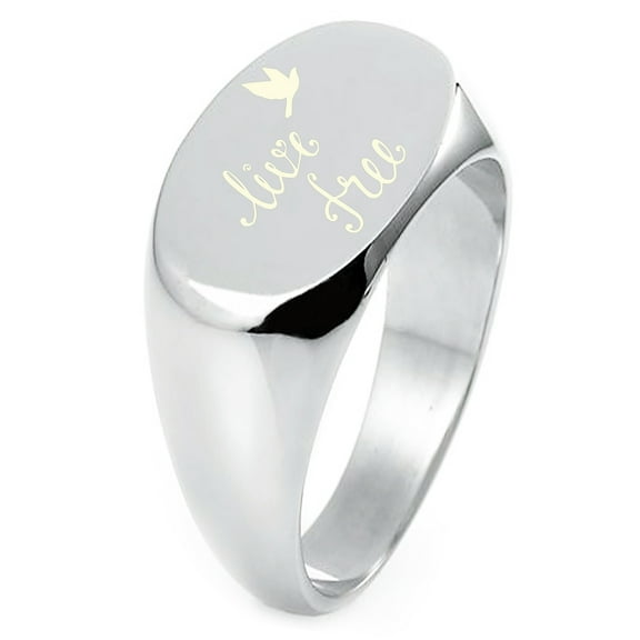 Sterling Silver Live Free Engraved Oval Flat Top Polished Ring