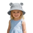 thumbnail image 4 of BRGZLK Baby Boys Girls Cotton Sun Hat Summer 2026 Solid Color Cute Ears Breathable Bucket Hat UV Protection Tie-Back Beach Cap Gray 1-2T, 4 of 6