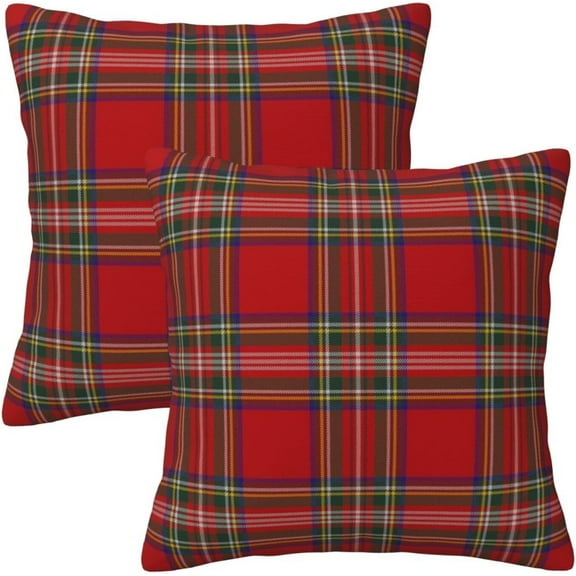 Christmas Plaid Pillow Covers 20x20 Inch Set of 2 Scottish Tartan Farmhouse Throw Pillow Case Cushion Cover for Sofa Couch Home Decor, Red and Green