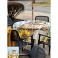 thumbnail image 5 of Outdoor Tablecloth with Umbrella Hole for Patio/Picnic/Party/Camping, Groundhog Day Waterproof Table Cloth Square Cover Washable, Blue Plaid Sunflower Spring Floral (60"x 60"), 5 of 8