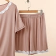 thumbnail image 4 of Thousandth Women's Fashionable Summer Loungewear Casual Comfortable Sleepwear Lace Short Sleeved T-Shirt with Elastic Waist and Lace Shorts Loose Home Clothes Pajamas Set, 4 of 6