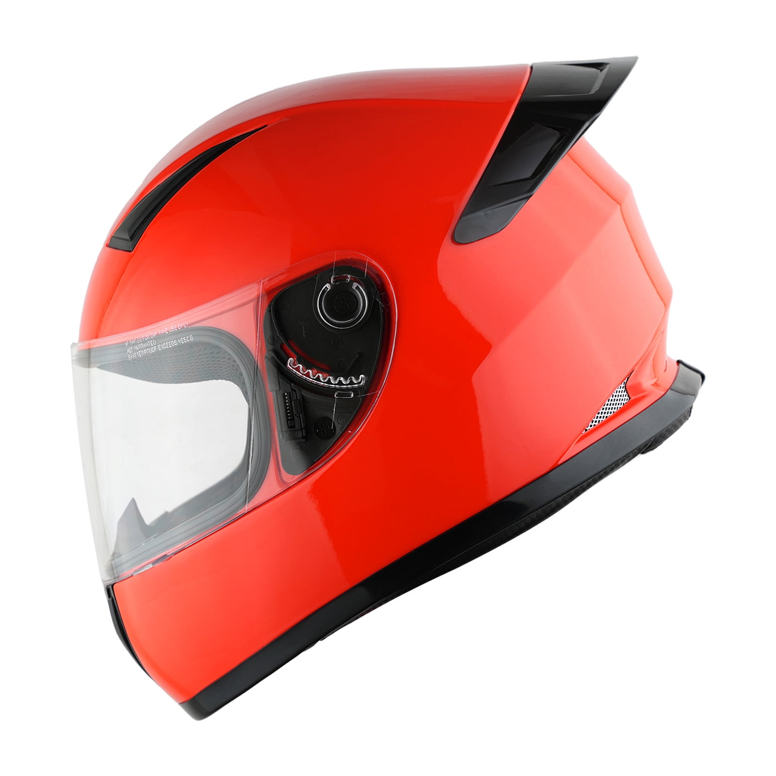 1Storm Motorcycle Youth Kids Street Dirt Bike ATV BMX MX Go Cart Karting Full Face Helmet with LED Tail Light: LED-B15 Glossy Red