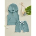 thumbnail image 2 of Suealasg 2Pcs Toddler Boys Summer Shorts Set Baby Boys Clothes Set  6M 1T 2T 3T Sleeveless Hooded Vest with Elastic Waist Shorts, 2 of 9