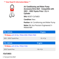thumbnail image 2 of Air Conditioning and Water Pump Accessory Drive Belt - Compatible with 2001 - 2003 Toyota Prius 1.5L 4-Cylinder 2002, 2 of 2