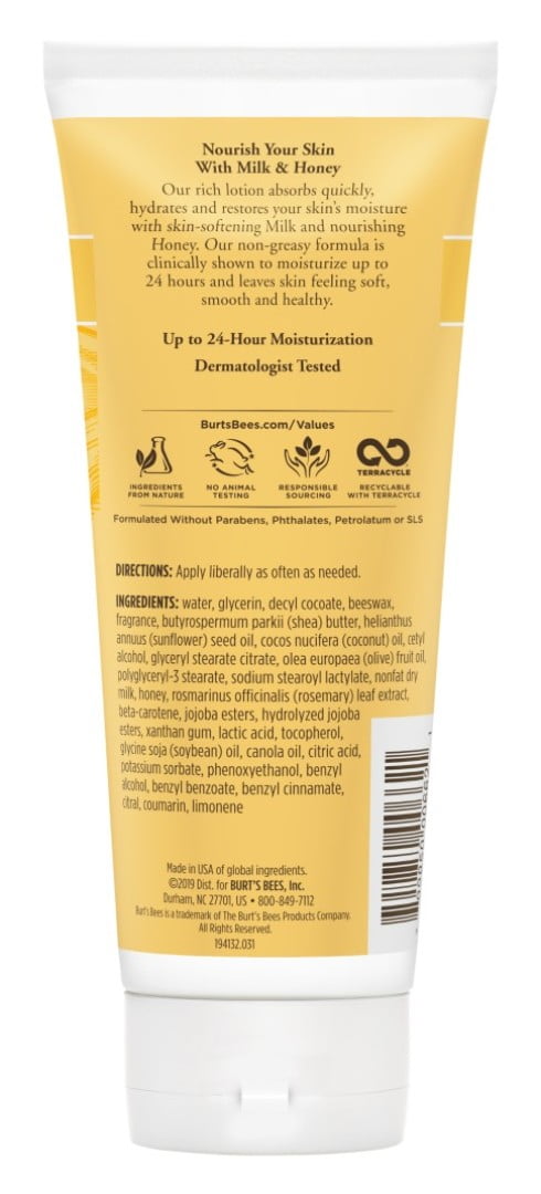 Burt's Bees Naturally Nourishing Milk and Honey Body Lotion 6oz (Pack of 2)