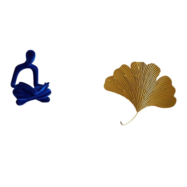 Escultura De Figura Humana De Pensador Abstracto Con Hojas De Ginkgo, Decoración De Pared, Adorno Artístico Versátil Para Oficina, Sala De Estar, Hotel, Comedor, Restaurante.