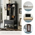 thumbnail image 6 of Legahome Hall Tree with Storage Bench, 3-in-1 Entryway Coat Rack with 4 Hooks, Coat Hanger, 2 Sliding Drawers, Shoe Cabinet, Wood Farmhouse Hall Tree for Entrance Entryway Hallway Living Room, Black, 6 of 11