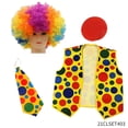 thumbnail image 1 of Paquete de 4 disfraces de payaso, peluca de payaso arcoíris + nariz de payaso + chaleco de payaso para Halloween, fiestas de cosplay, carnavales, disfraces, juegos de rol, favores de rendimi, 1 of 5