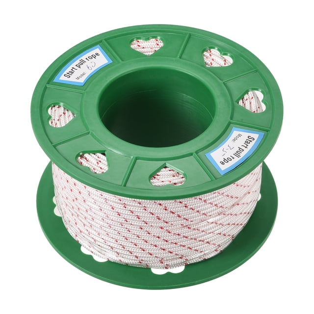 Unique Bargains Recoil start Rope 3.5mm 1/16 Inch Dia 60m 196ft Polyester Pull Cord White Red for Engine Replacement Part
