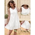 thumbnail image 2 of DARING DIVA Women's Gingham Flowy Swing Plaid Tiered Short Dresses S White, 2 of 6