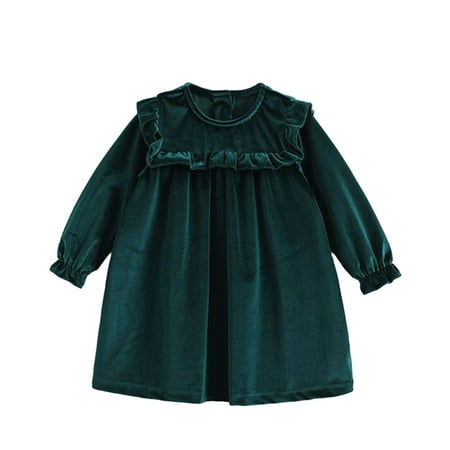

Qudderr 4-10T Girls Velvet Dress for Kids Toddler Long Sleeve Party Princess Dress Spring Fall Velvet Lace Skirt Sundress for Girls