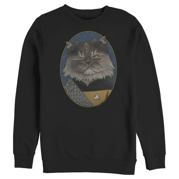 Men's Star Trek: The Next Generation Lieutenant Commander Worf Cat Sweatshirt Black X Large