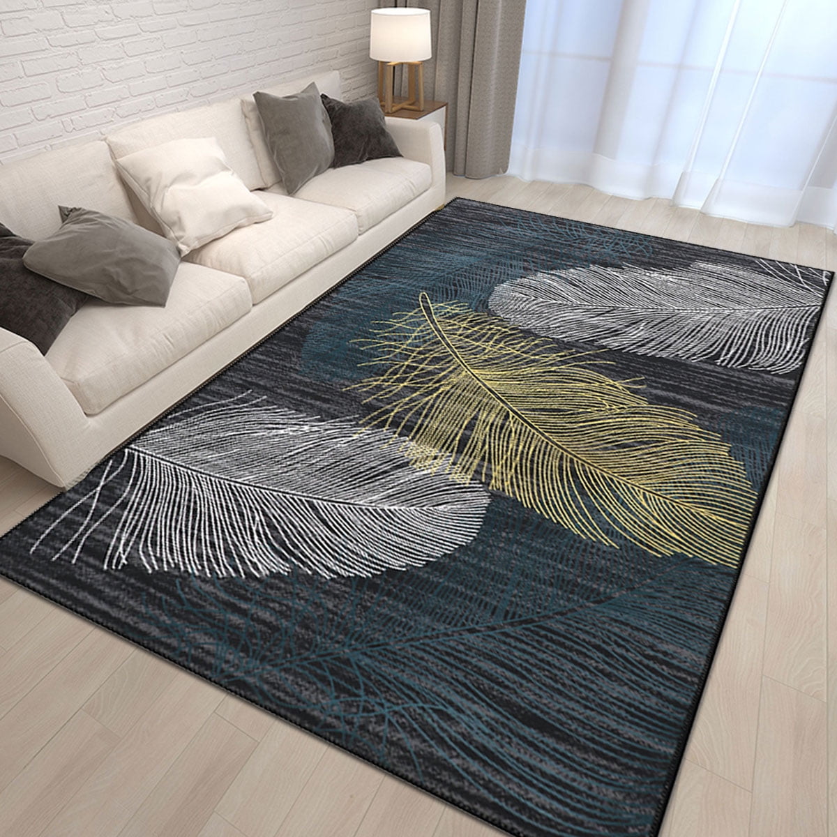 Check Rug New Modern Black and Grey Geometric Pattern Carpet Room Floor Hall Mat 