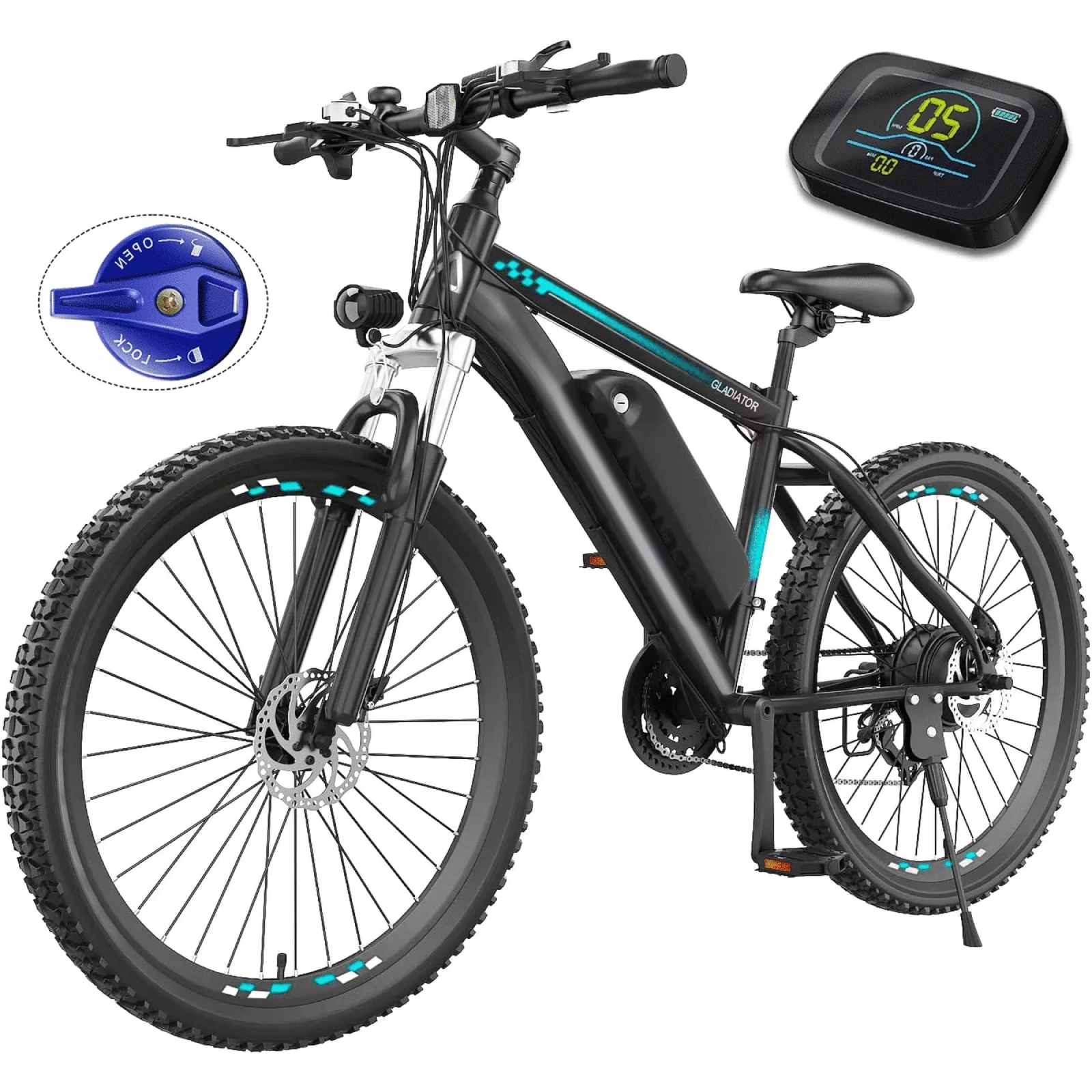 Electric Bike, 26" x 4" Fat Tire Electric Bike for Adults 500W 19.8MPH Electric Mountain Bicycle Snow Beach Ebike, 48V 10.4Ah Battery, Lockable Suspension Fork, LCD Display, Fast Charge, Red - image 5 of 16