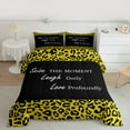 thumbnail image 2 of jejeloiu Inspirational Quote Theme Queen Comforter Set,Wild Cheetah Texture Bedding Sets,Yellow Black Bedding Comforter Set For Girls Boys,Microfiber Bedroom Decor Reversible,3pcs, 2 of 8