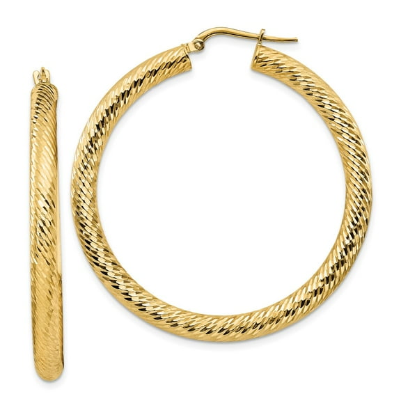 Primal Gold 14 Karat Yellow Gold Diamond-cut Round Hoop Earrings