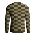 thumbnail image 6 of Men's Round Neck Long Sleeve Ribbed Knit Plaid Pullover, Sweater for Fall Winter, Casual Style and Holiday Gatherings,Army Green,L, 6 of 7