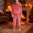 thumbnail image 2 of KAUOD Toddler Fleece Sweatshirts Joggers Set 2 Piece Fuzzy Soft Crew Neck Pullover Tops Sweatpants Sweatsuits for Kids, 2 of 5