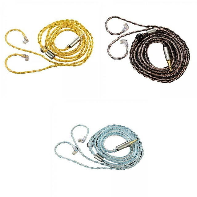 Paquete de 3 Almohadillas para Los Oídos Cable de Extensión Trenzado de 8 Núcleos en La Oreja 2 Pines de 3,5 Mm para KZ Sunnimix cable de auriculares