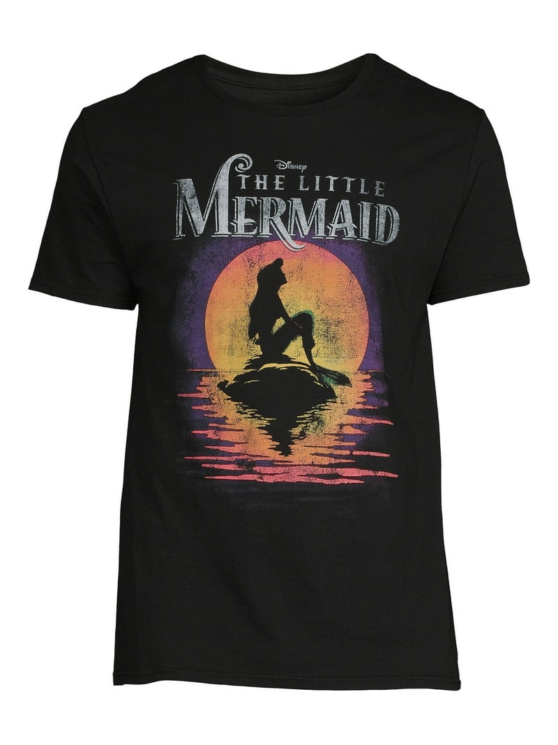 Disney Little Mermaid Sunset Ariel, Men's Graphic Crew Neck Short